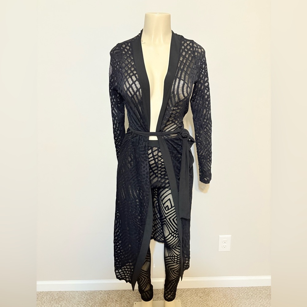 Black two piece see through beach pool swimsuit cover outfit